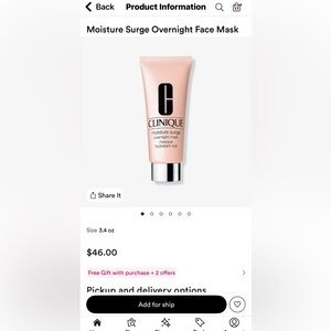 Clinique Moisture Surge Overnight Mask — Pale Pink Tube & Light Green Box